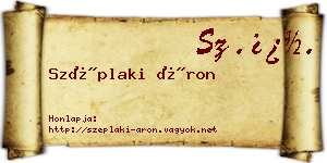 Széplaki Áron névjegykártya