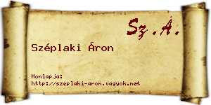 Széplaki Áron névjegykártya